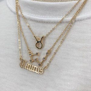 Taurus Zodiac Necklace 3 Piece Set